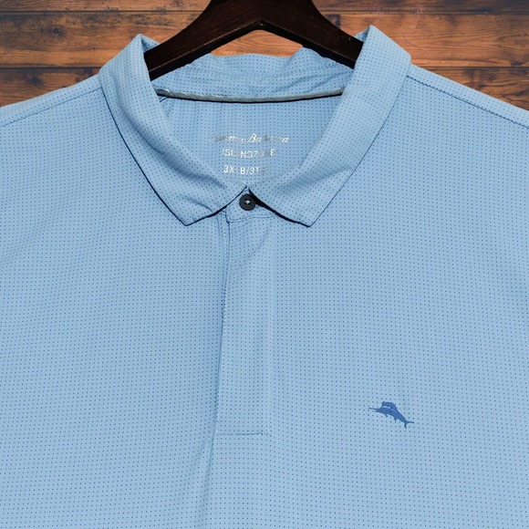 Tommy Bahama Island Zone Mens 3XB Palm Desert Oasis Zip Performance Polo Blue - Picture 1 of 13